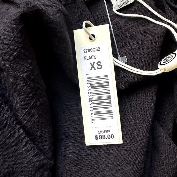 Max Studio Black Flutter Sleeve Blouse Lattice Neckline Cotton Blend Size XS - Picture 7 of 8